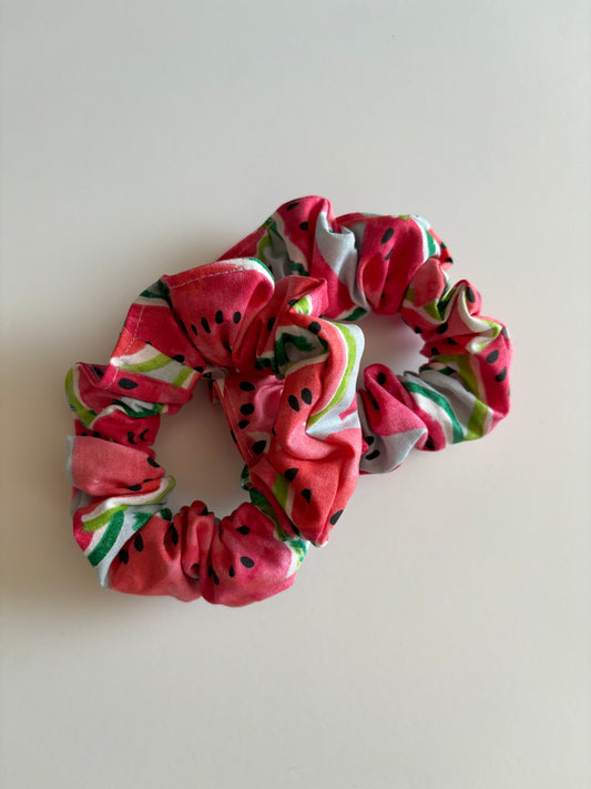 Watermelons on Baby Blue - Cotton Scrunchie