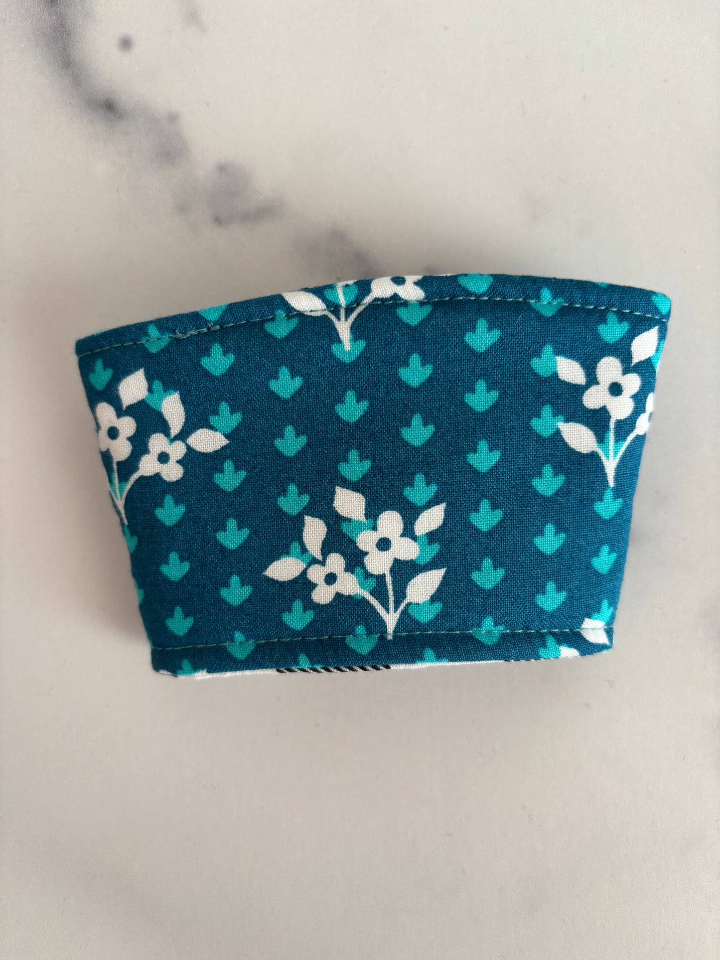 Sweetie Aqua Floral - Reusable Coffee Sleeve