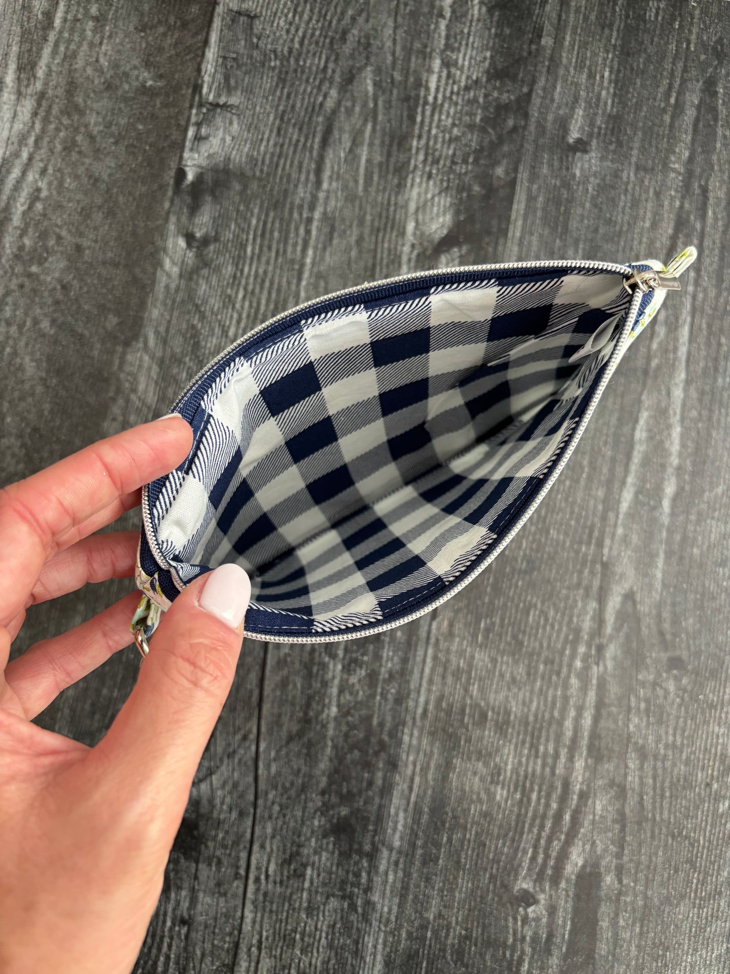 Sunday Stroll Freshly Cut Floral Stripe in Blue - Zippered Pouch (Medium Sized)