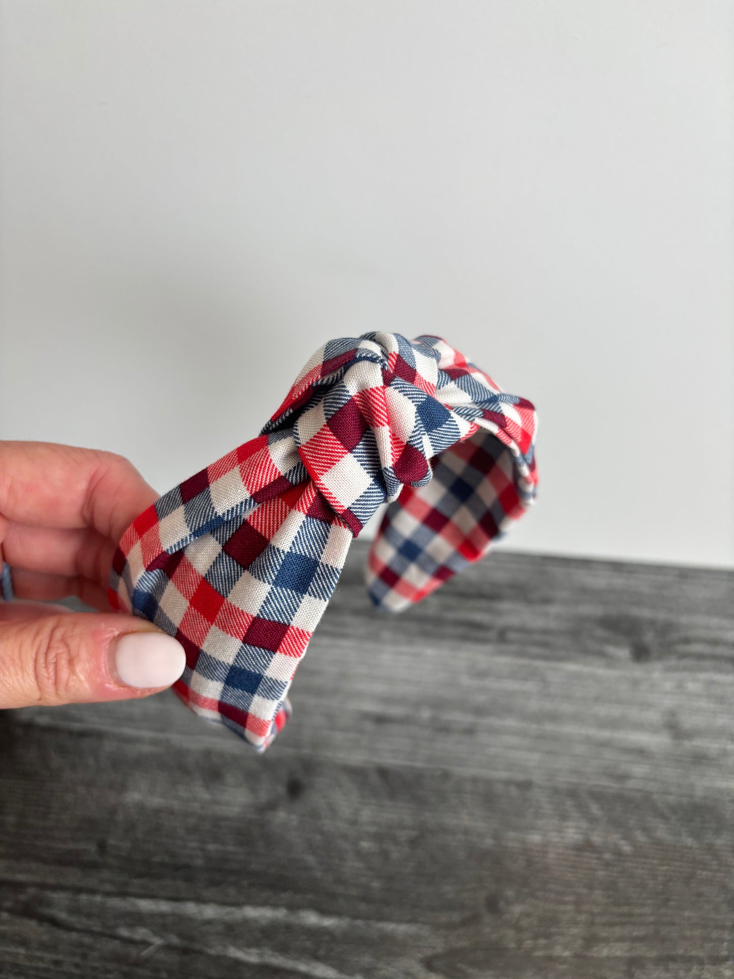 Red, White, and Blue Gingham - Knotted Headband