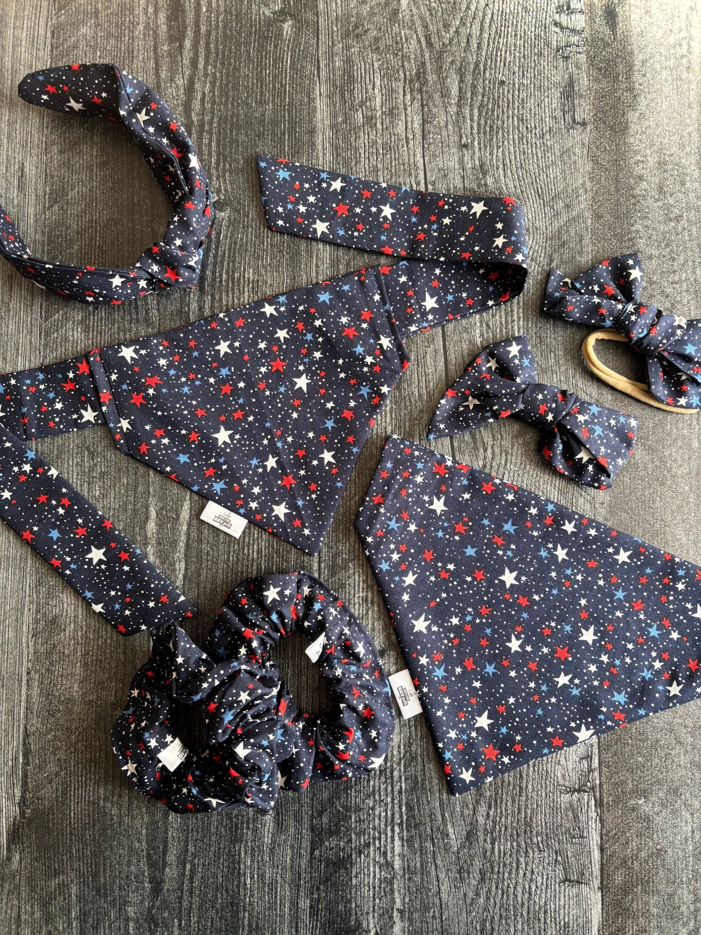 Patriotic Stars on Navy - Hair Bows
