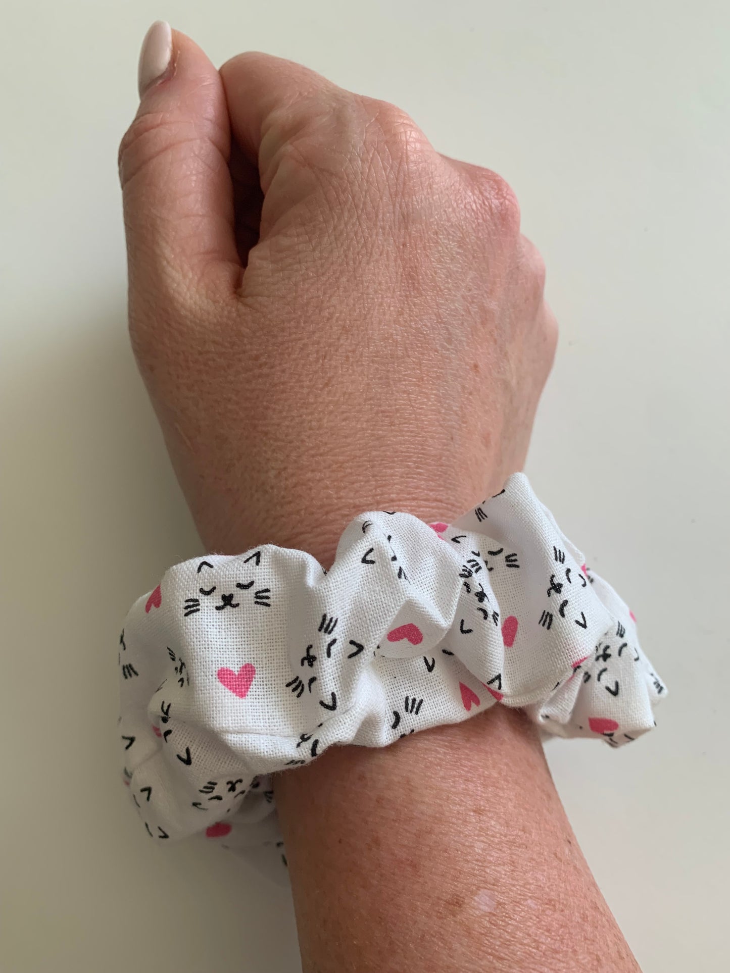 Cats and Hearts - Cotton Scrunchie