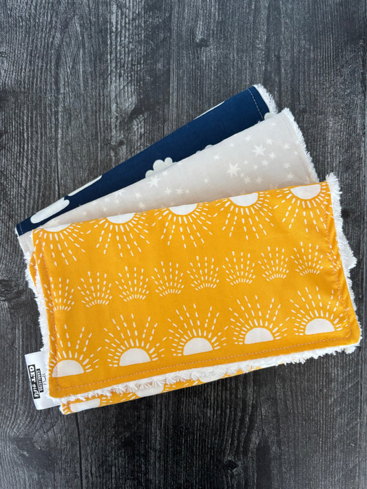 Sun, Clouds, and Stars - Burp Cloth Set