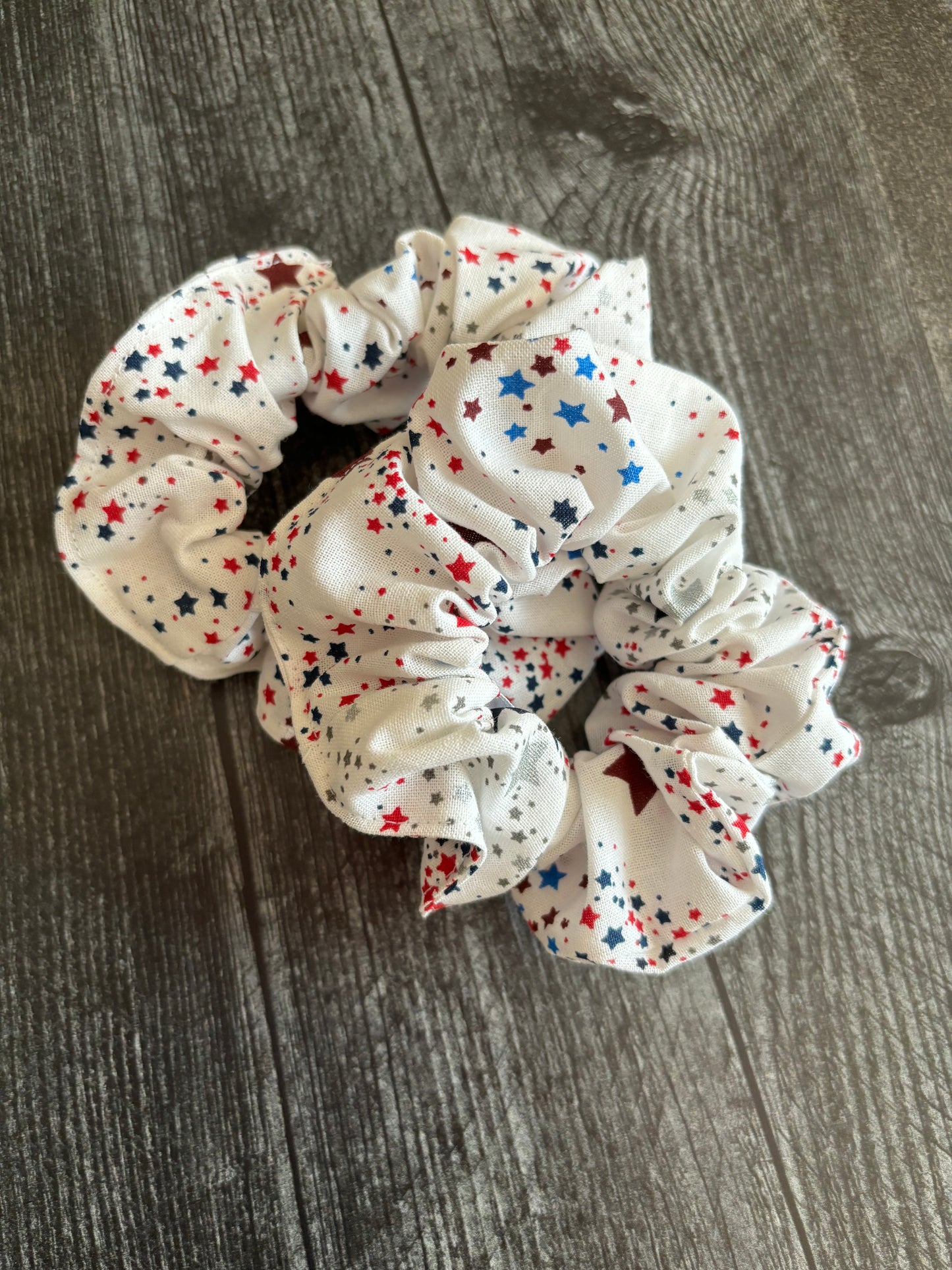 Patriotic Stars on White - Cotton Scrunchie