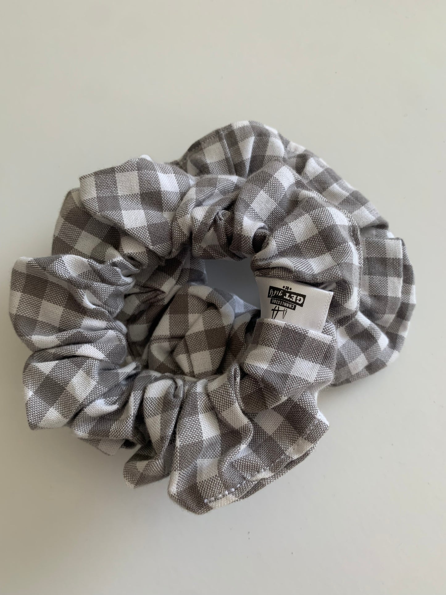 Gray Gingham - Cotton Scrunchie