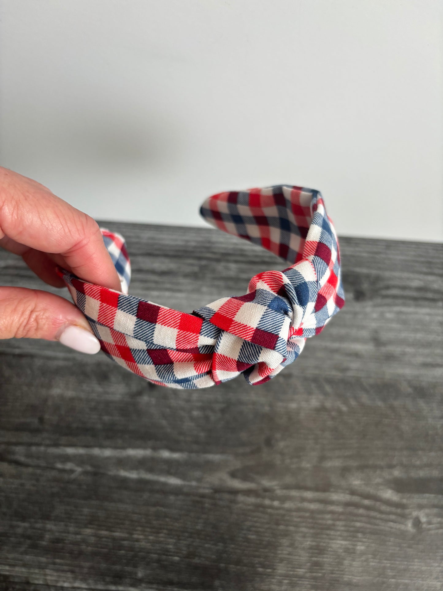 Red, White, and Blue Gingham - Knotted Headband