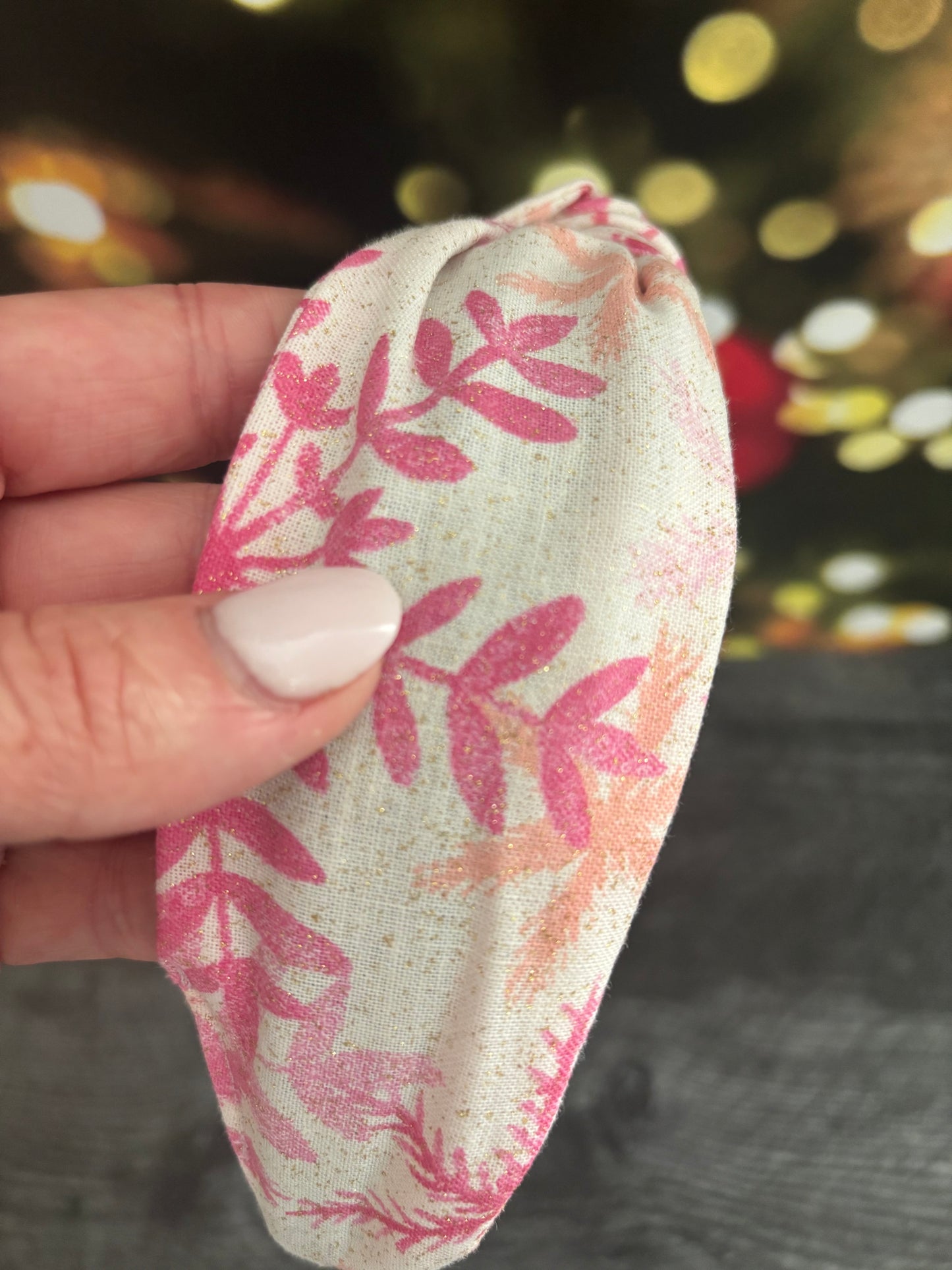 Sparkly Pink Snowflakes - Knotted Headband