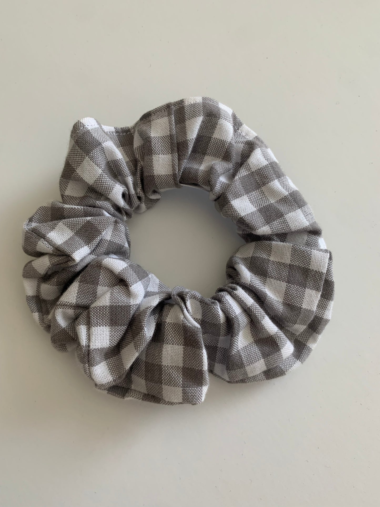 Gray Gingham - Cotton Scrunchie