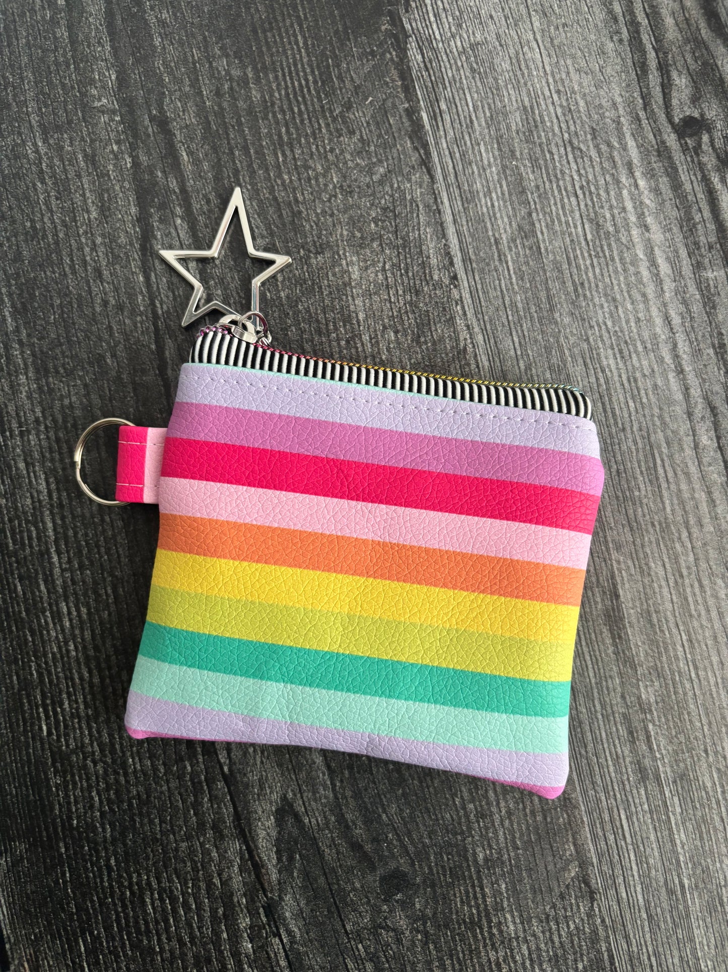 Rainbow Rush Faux Leather - Zippered Pouch (Mini Sized)