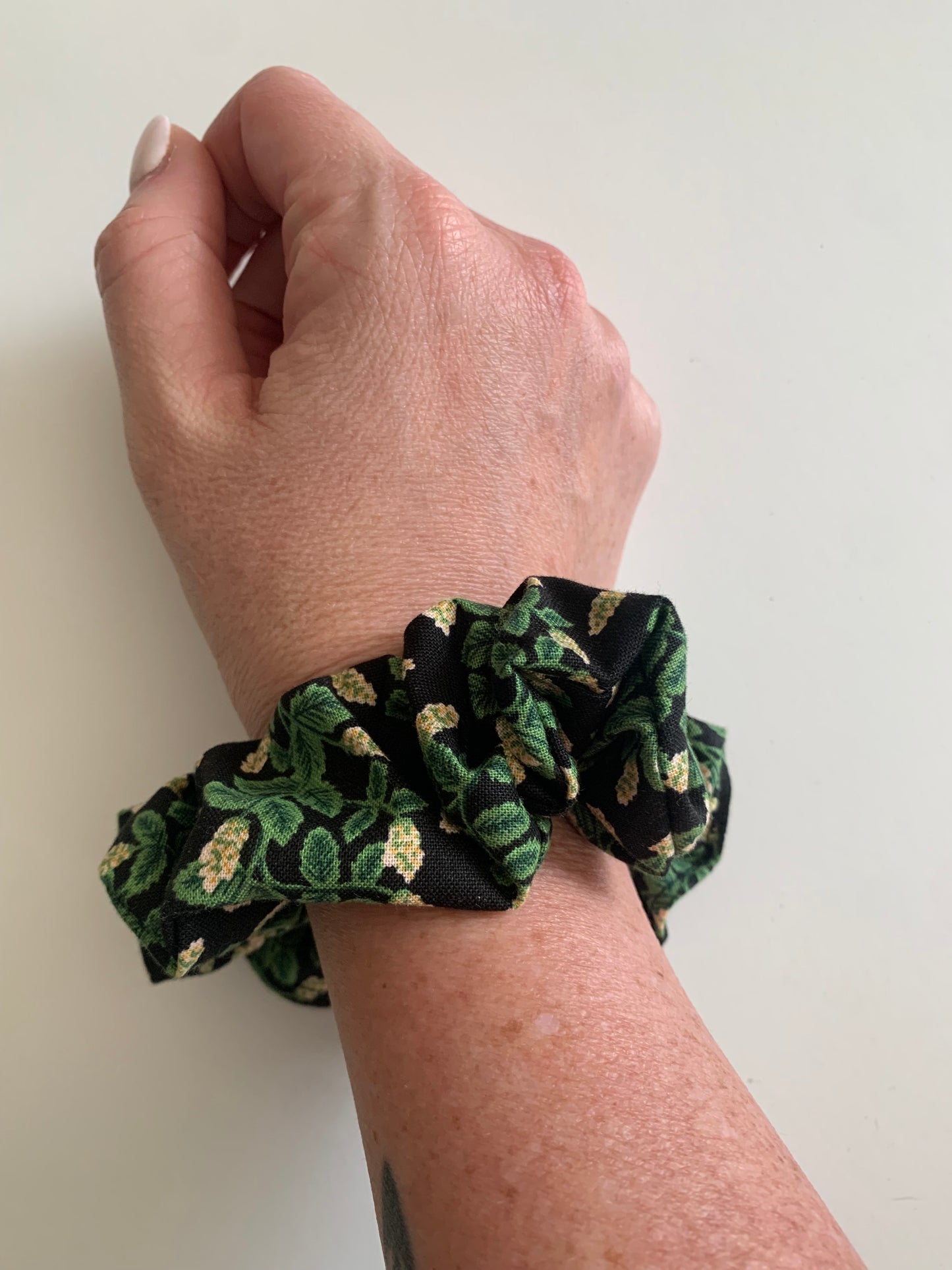 Climbing Vines on Black - Cotton Scrunchie