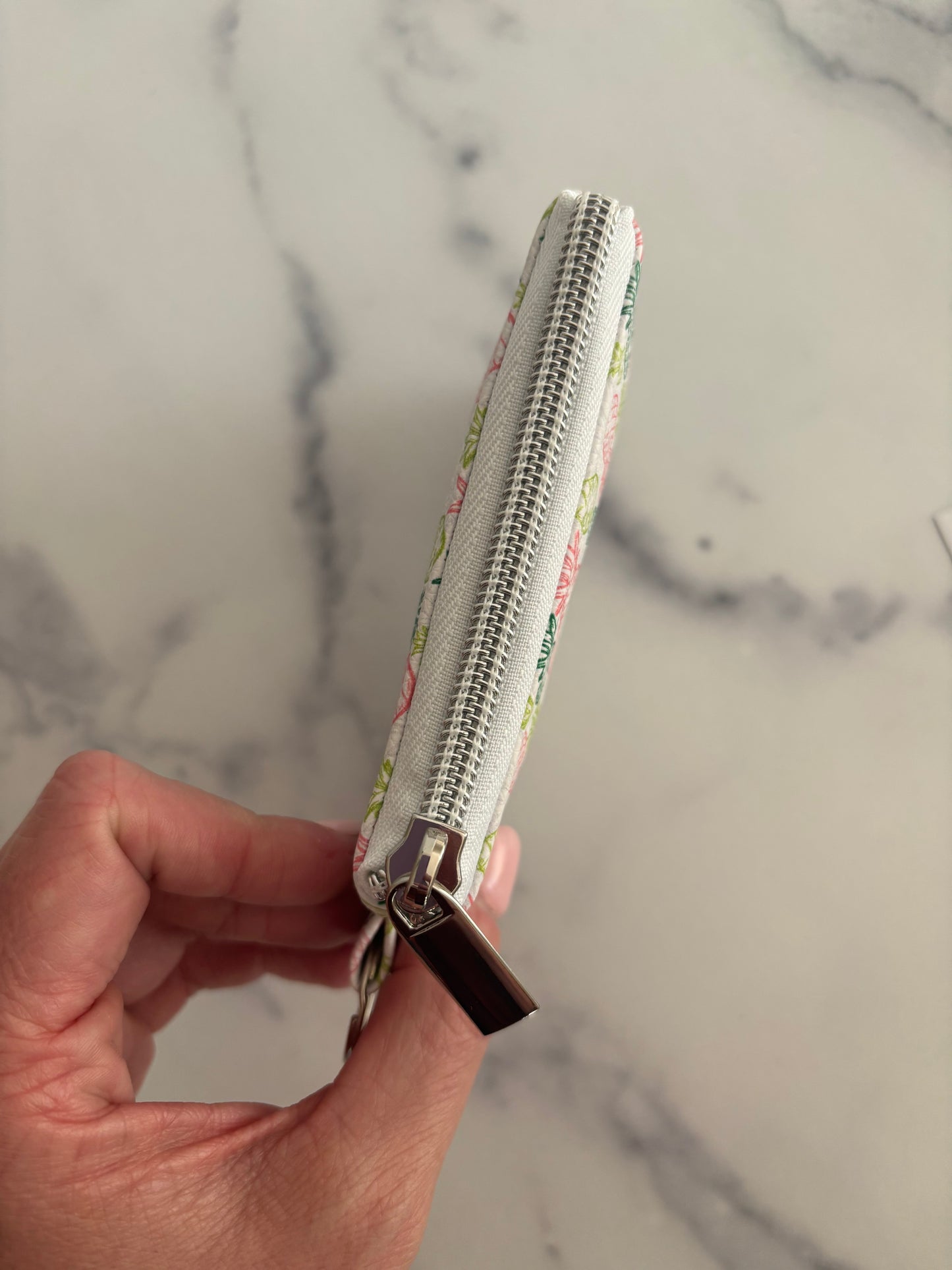 Pineapples on White Faux Leather - Zippered Pouch (Mini Sized)