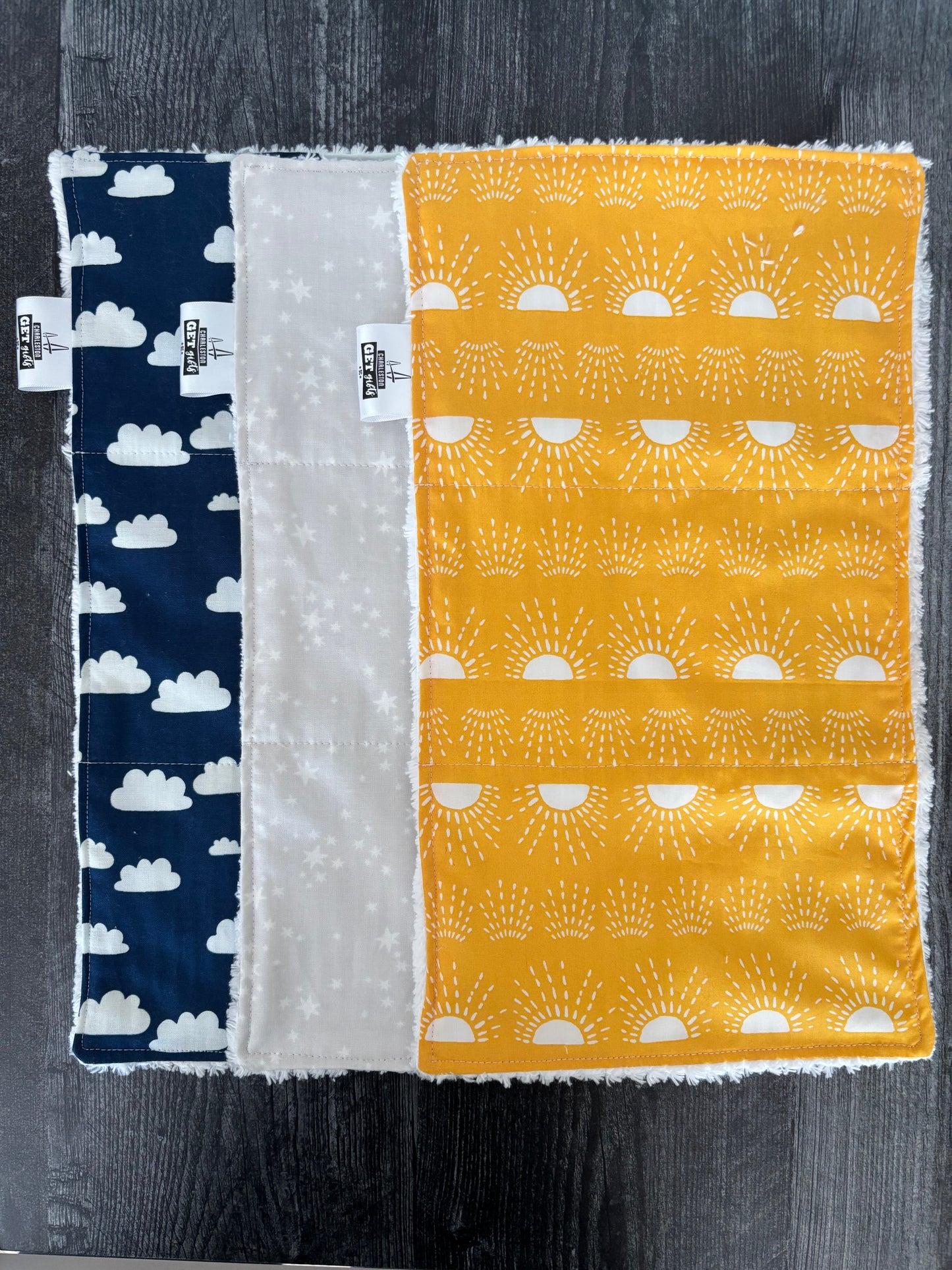 Sun, Clouds, and Stars - Burp Cloth Set