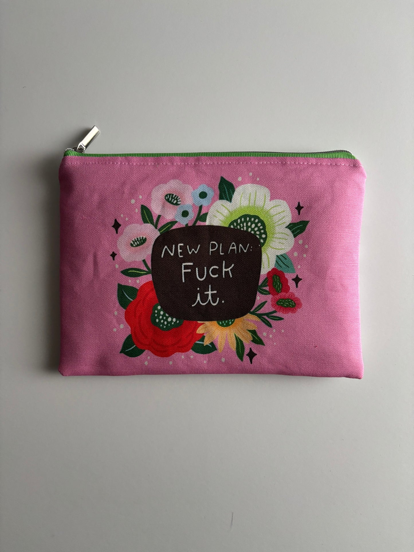 New Plan: Fuck It - Sweary Zippered Pouch (Medium Sized)