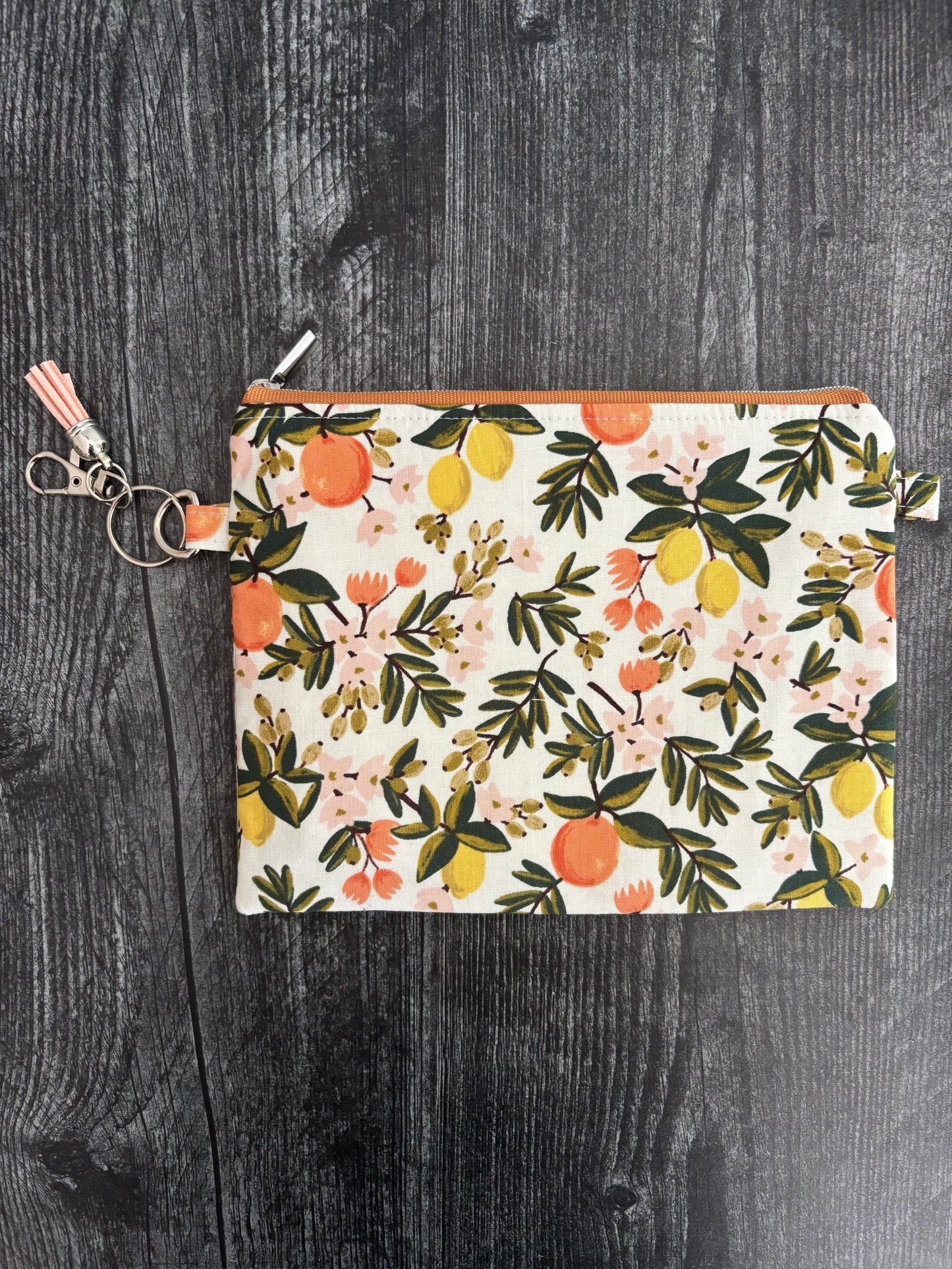 Citrus Floral Cream - Zippered Pouch (Medium Sized)