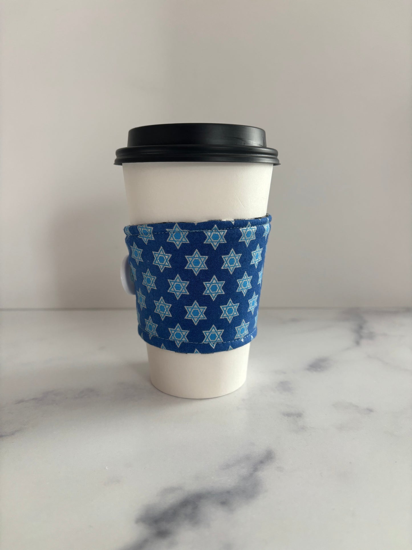 Star of David on Blue - Reusable Coffee Sleeve