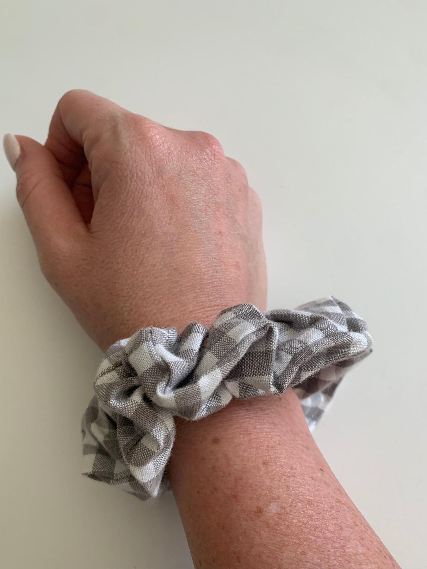 Gray Gingham - Cotton Scrunchie
