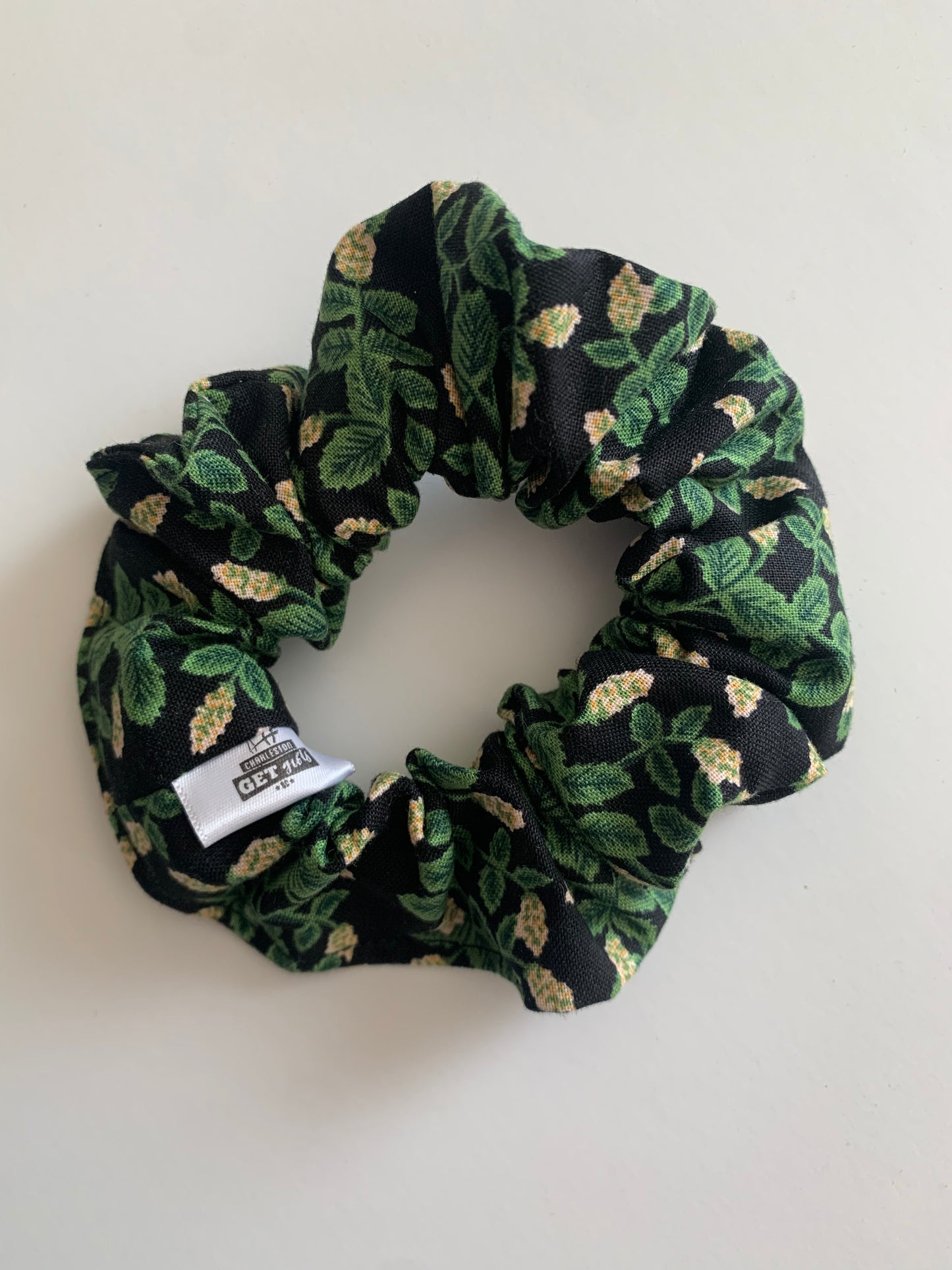 Climbing Vines on Black - Cotton Scrunchie