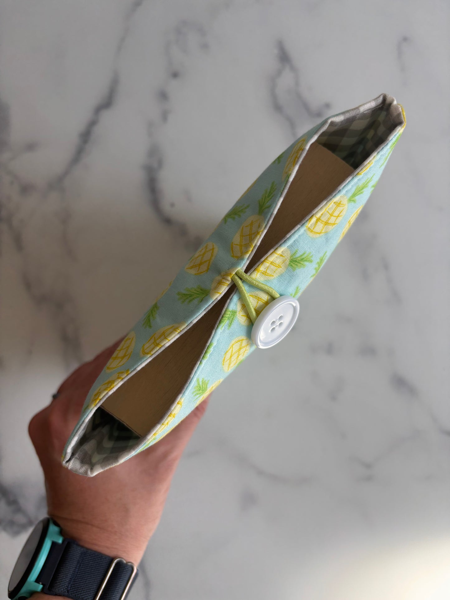 Pineapples on Baby Blue - Book Sleeve