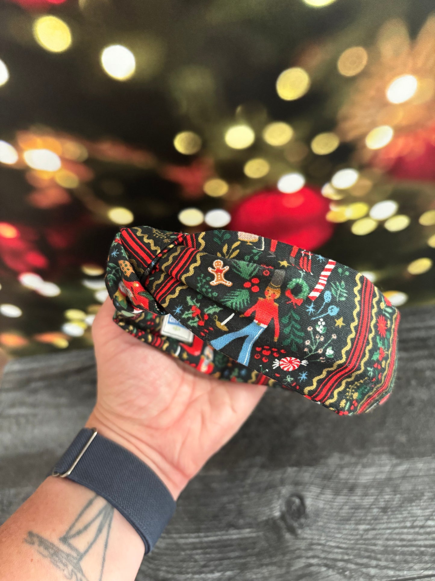 Holly Jolly Nutcracker Evergreen and Gold - Knotted Headband