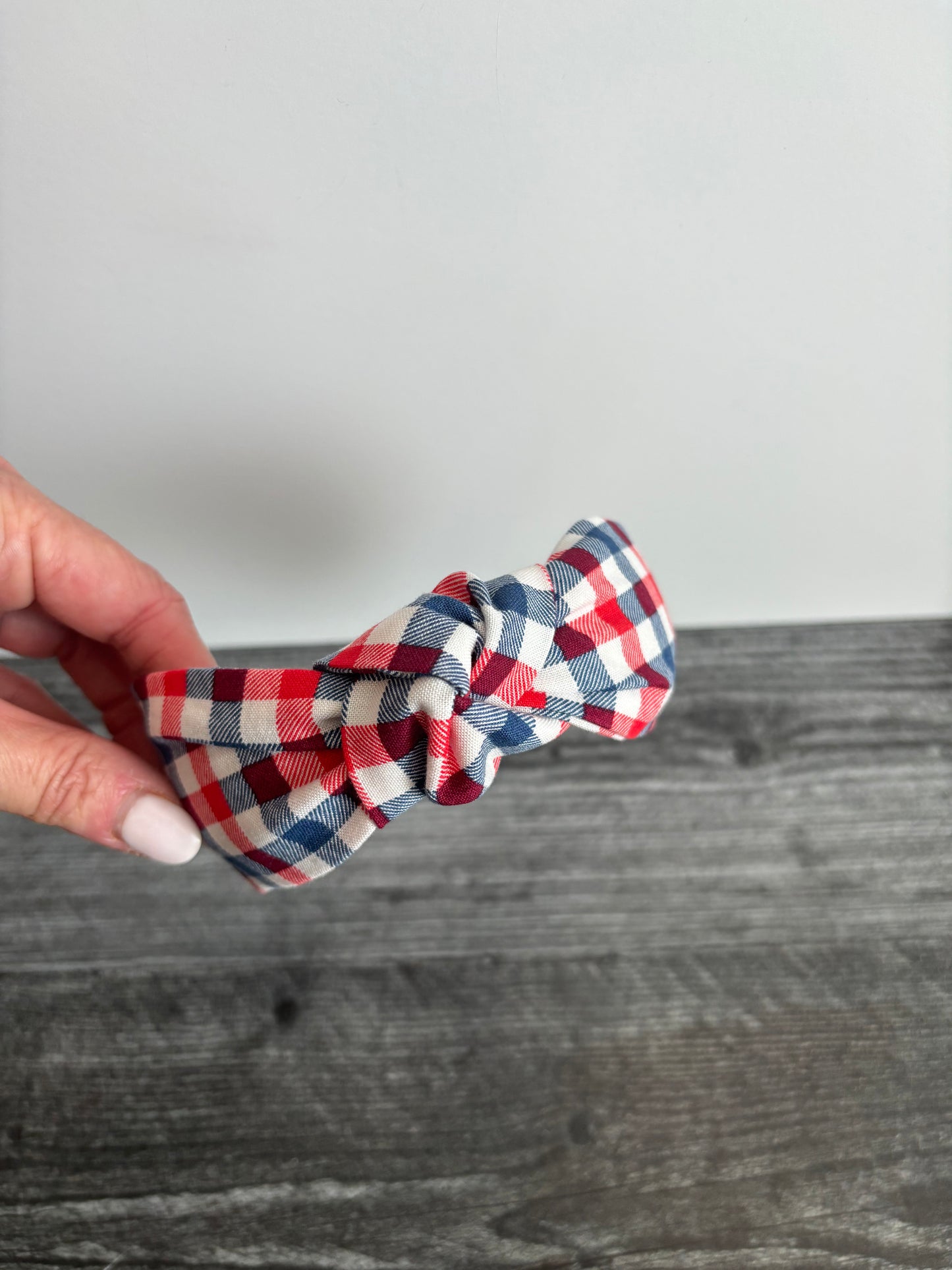 Red, White, and Blue Gingham - Knotted Headband