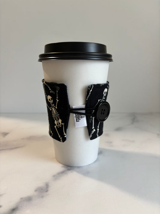 Skeletons on Black - Reusable Coffee Sleeve