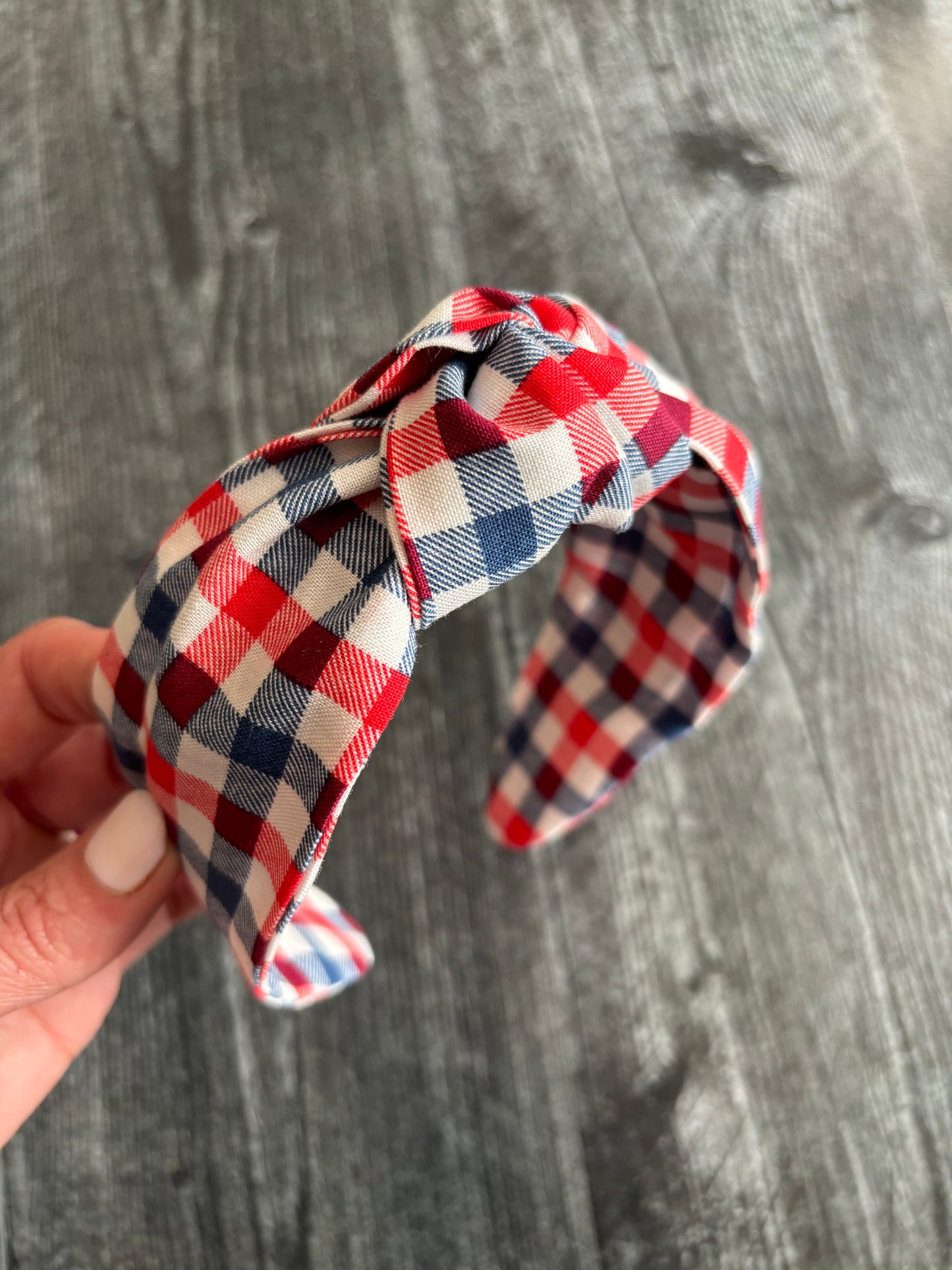 Red, White, and Blue Gingham - Knotted Headband