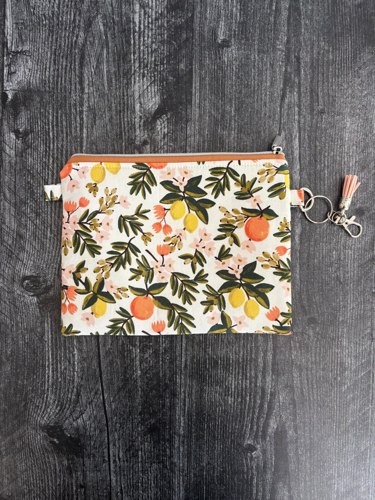 Citrus Floral Cream - Zippered Pouch (Medium Sized)