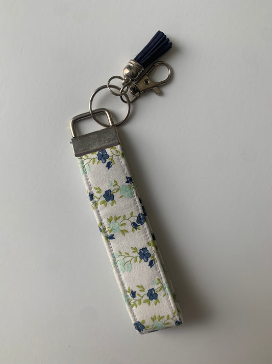 Sunday Stroll Freshly Cut Floral Stripe in Blue - Keychain