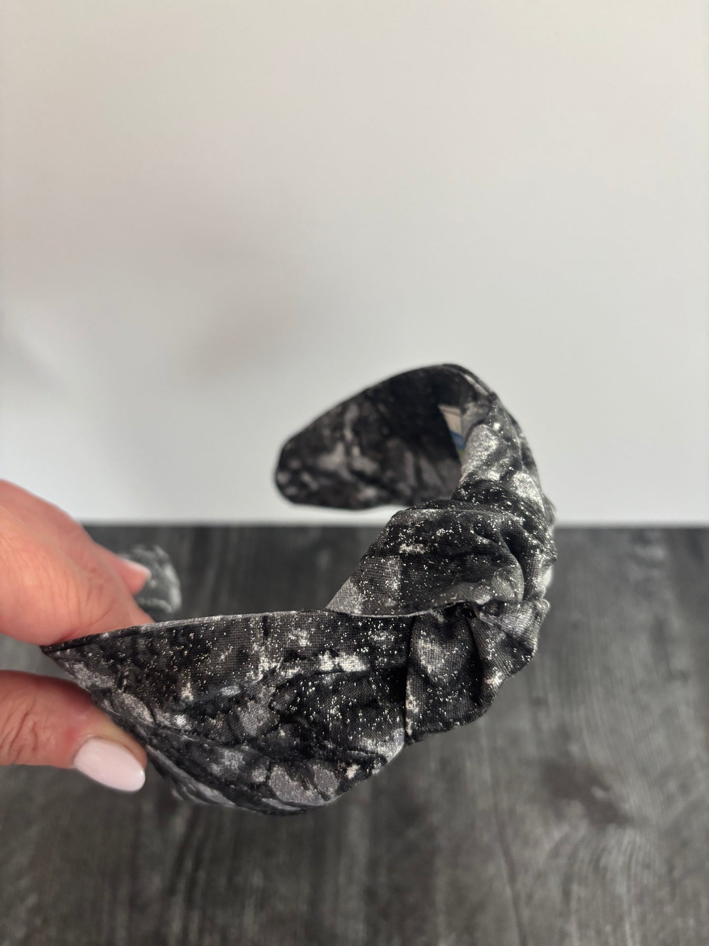 Sparkly Black and Silver - Knotted Headband
