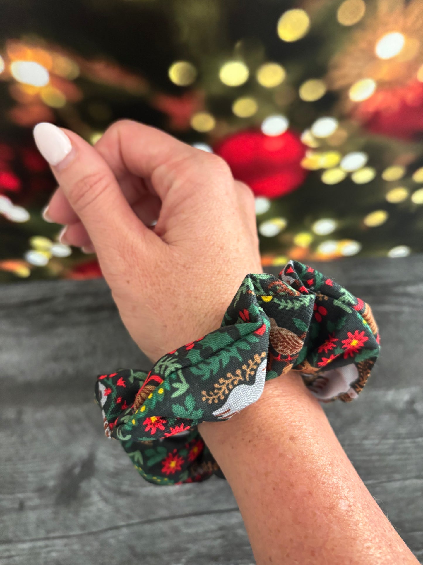 Christmastide Evergreen - Cotton Scrunchie