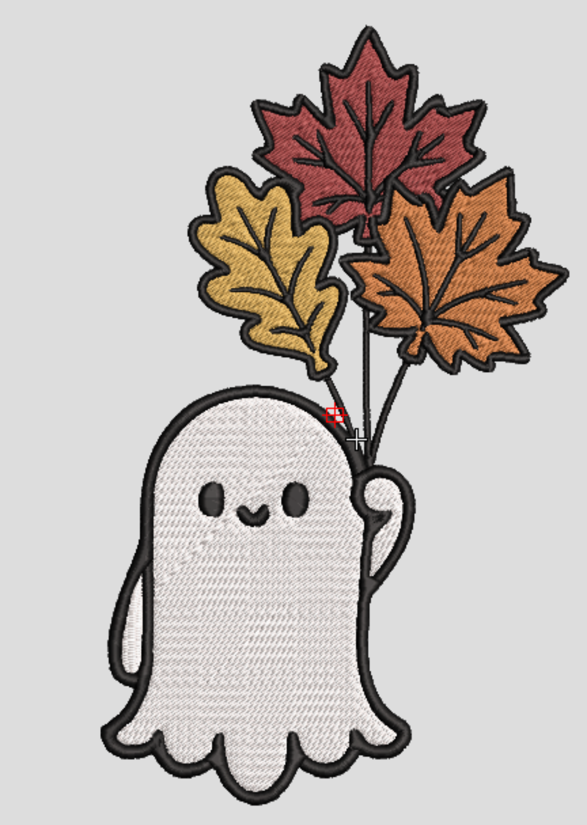 Ghost with Leaf Balloons - Custom Embroidery Sweatshirt