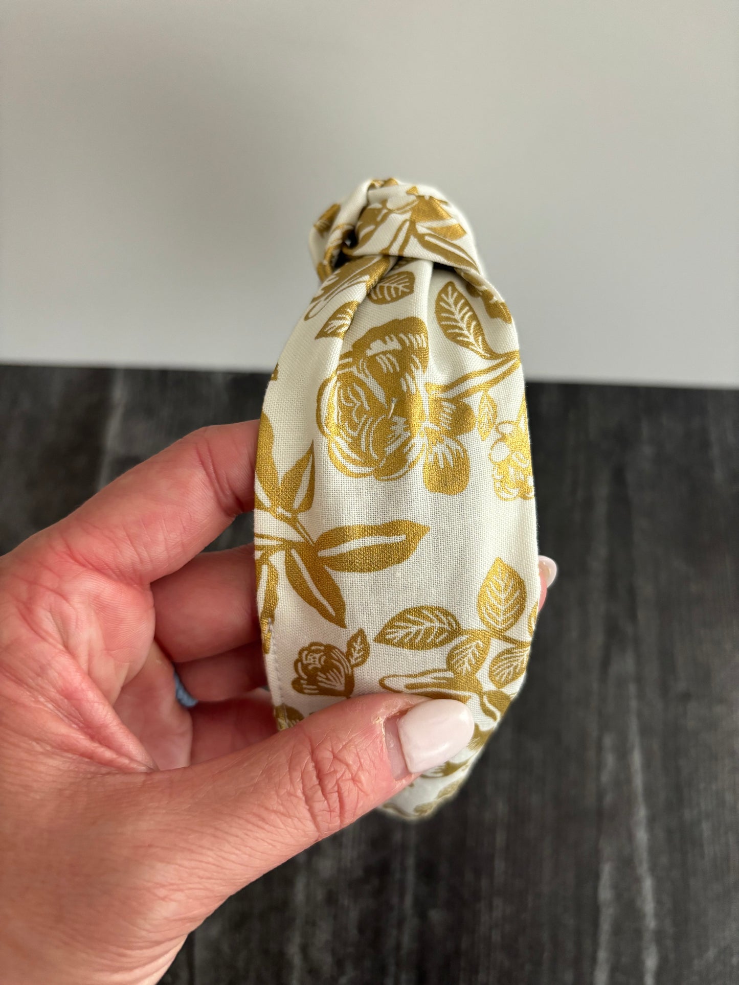 English Rose Cream & Gold - Knotted Headband