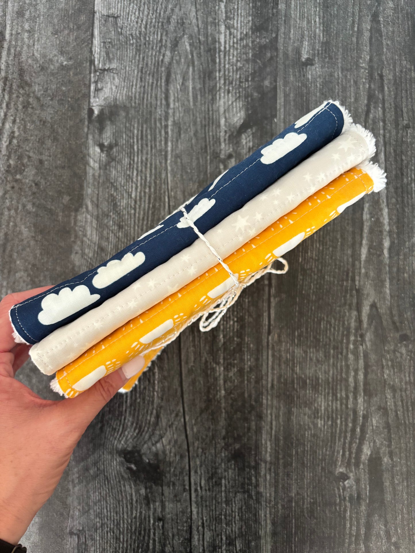 Sun, Clouds, and Stars - Burp Cloth Set