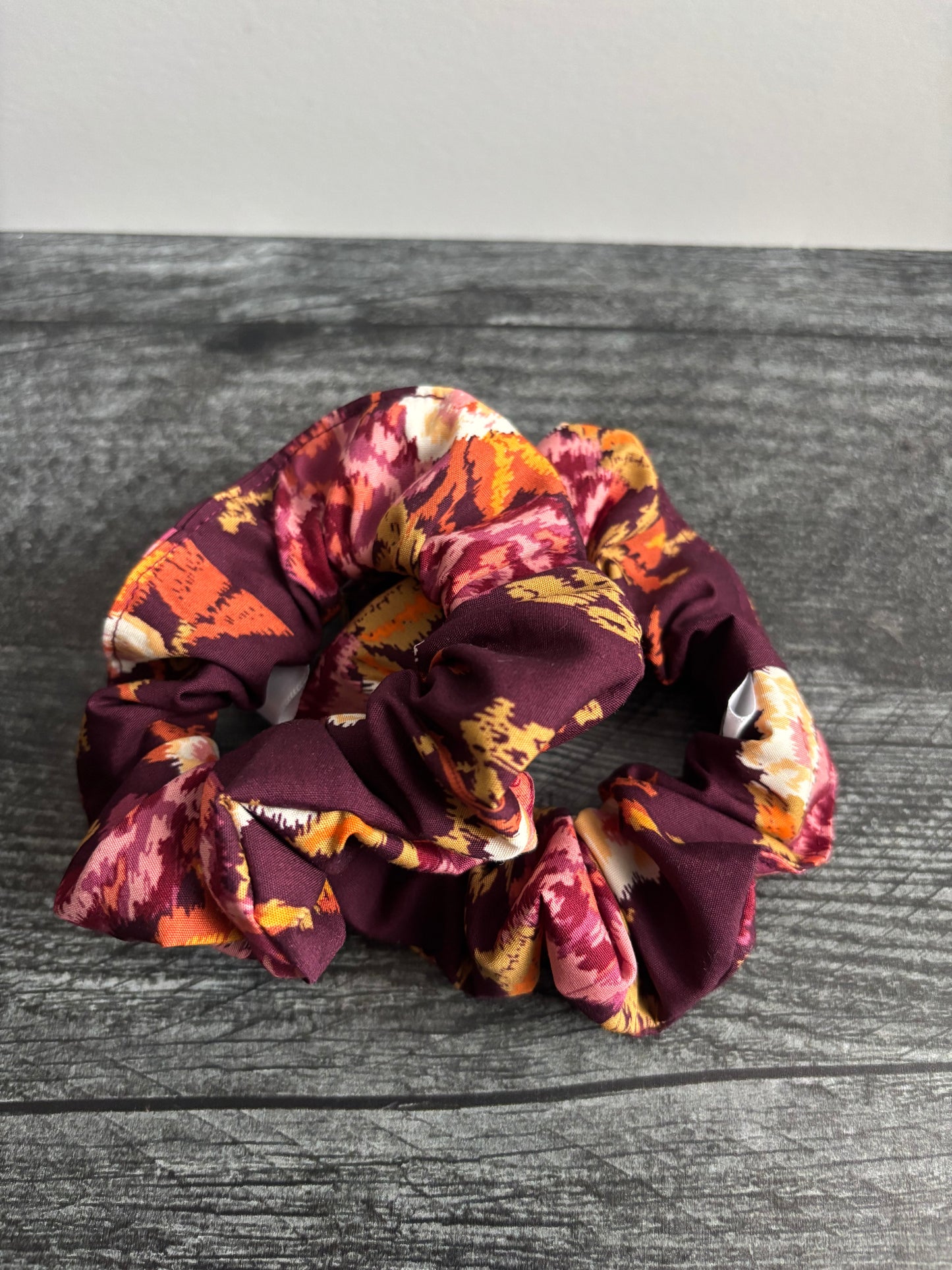 Desert Rose in Garnet - Cotton Scrunchie