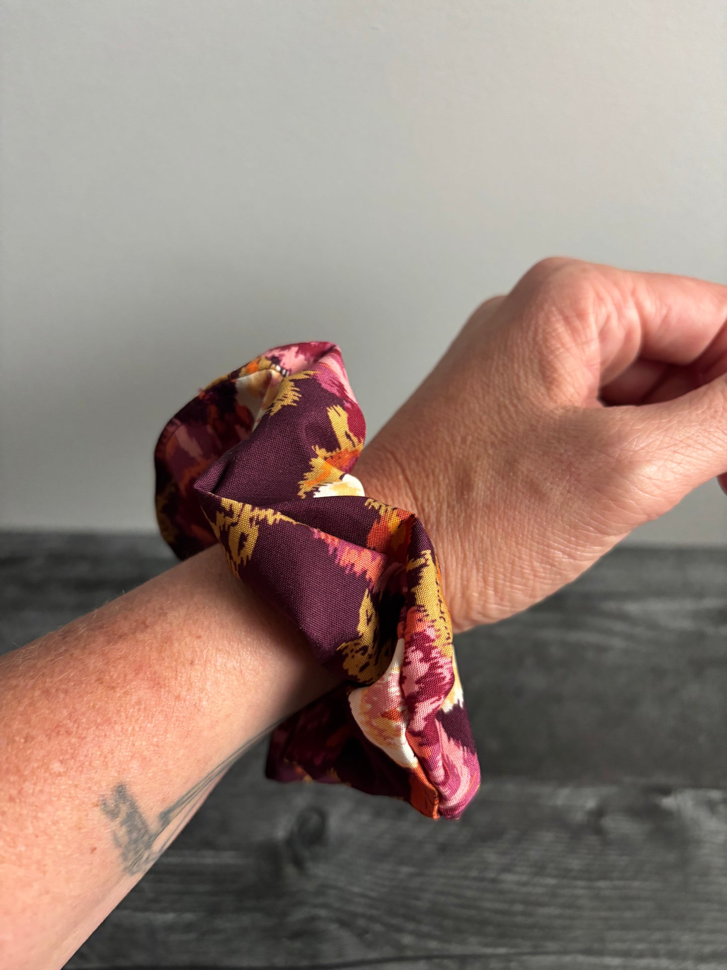 Desert Rose in Garnet - Cotton Scrunchie