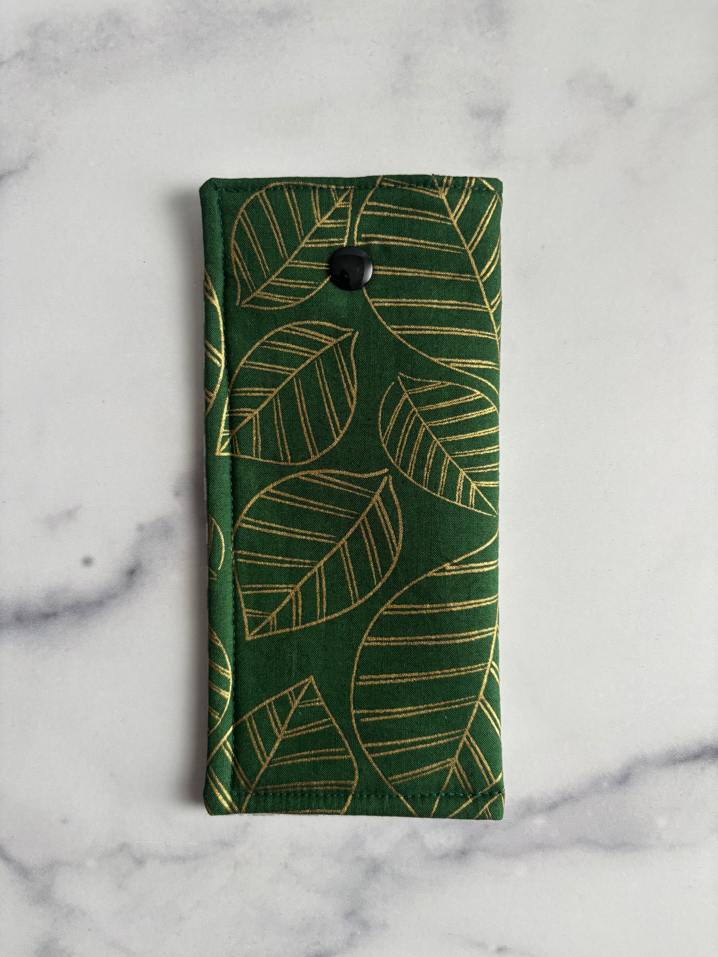Sparkly Green Leaves - Glasses Case