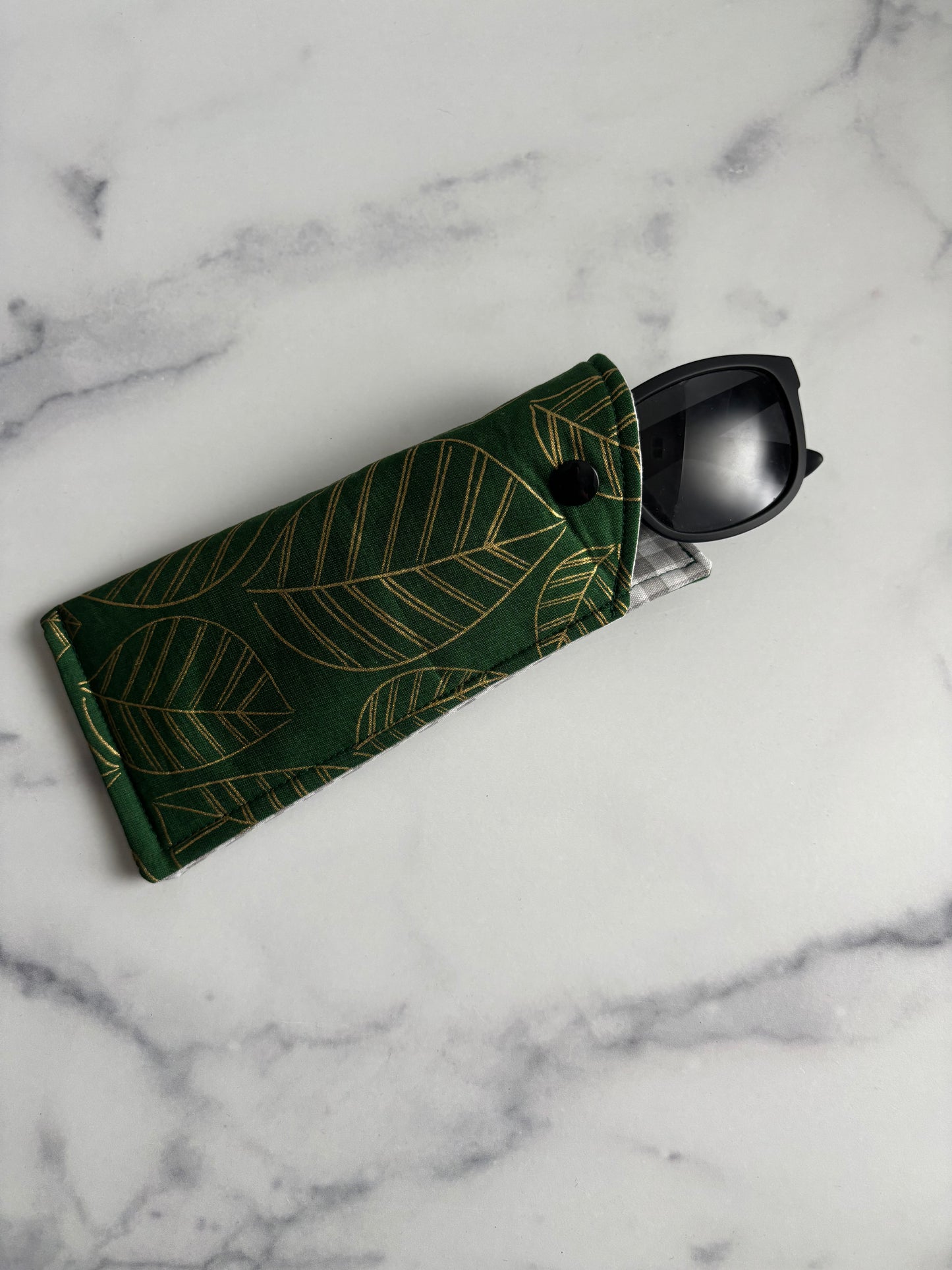 Sparkly Green Leaves - Glasses Case