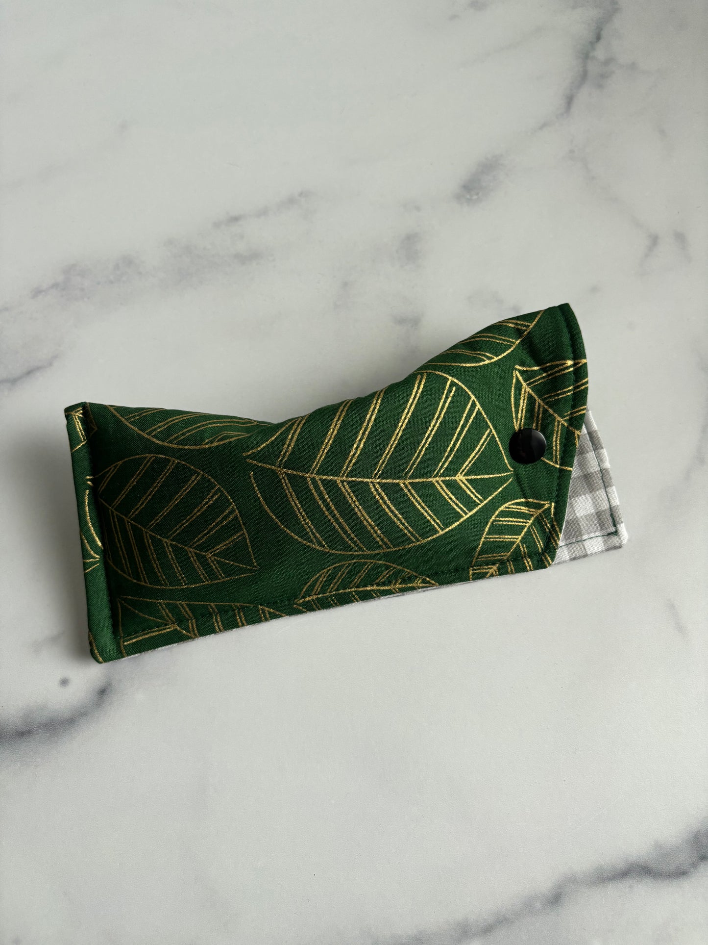 Sparkly Green Leaves - Glasses Case