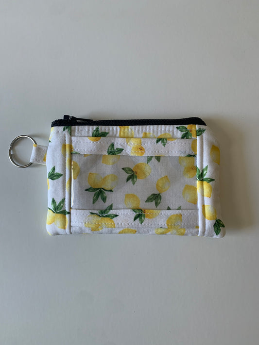 Lemons on White - Lanyard/Keychain Wallet