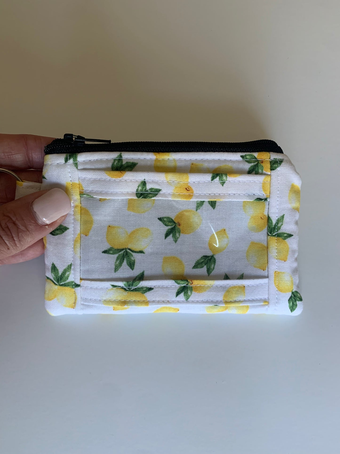 Lemons on White - Lanyard/Keychain Wallet