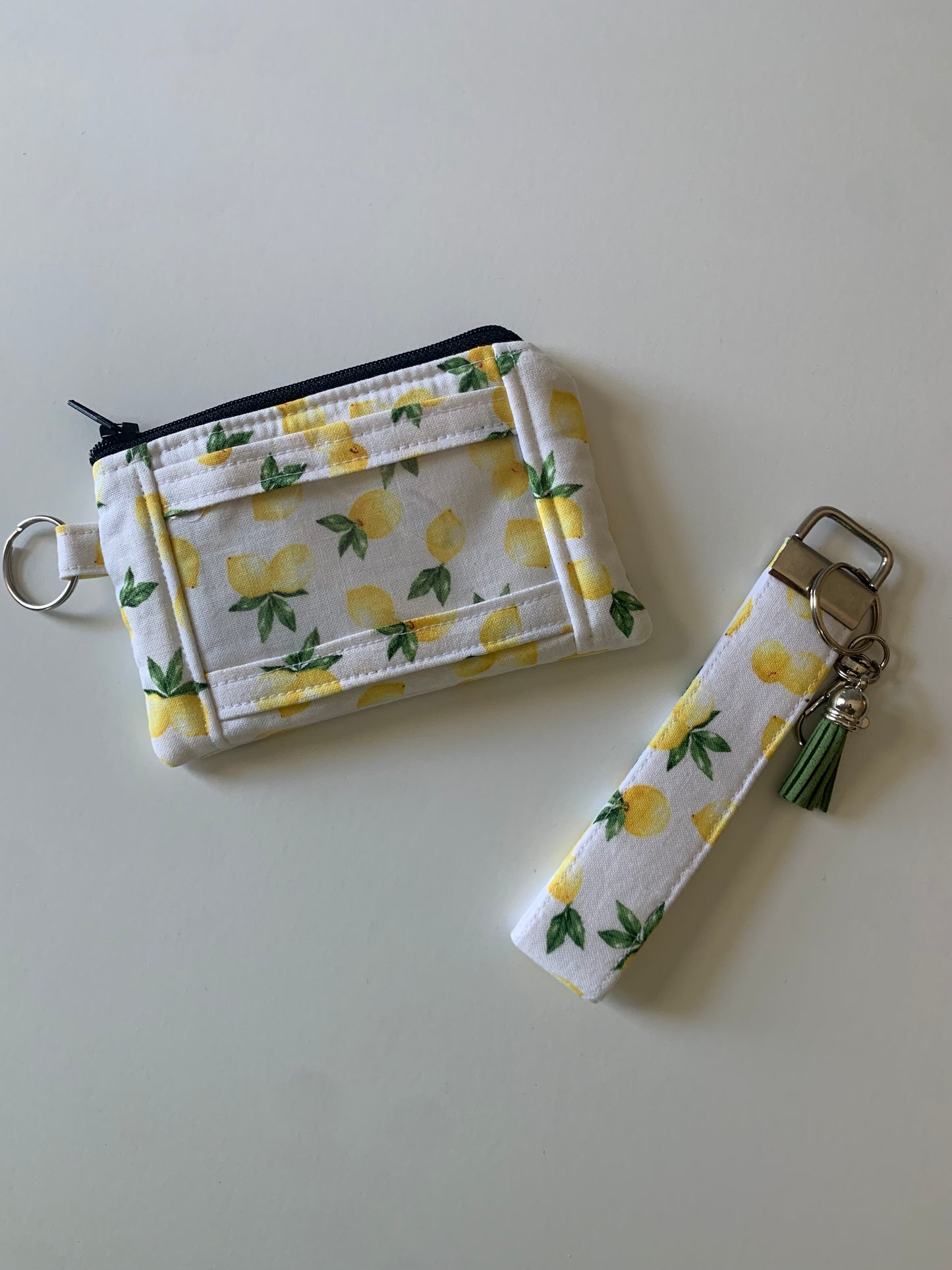 Lemons on White - Lanyard/Keychain Wallet