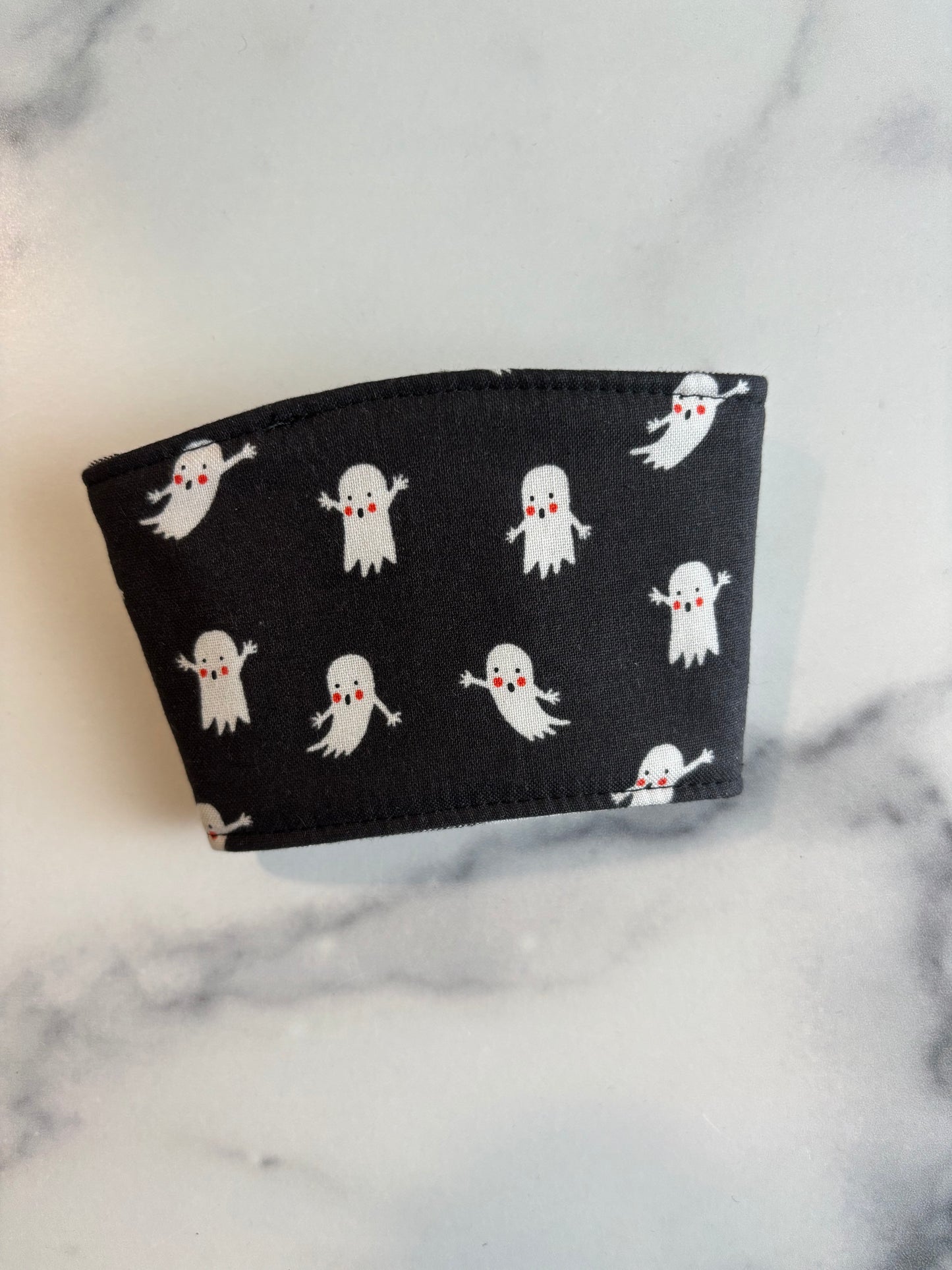 Ghosts on Black - Reusable Coffee Sleeve