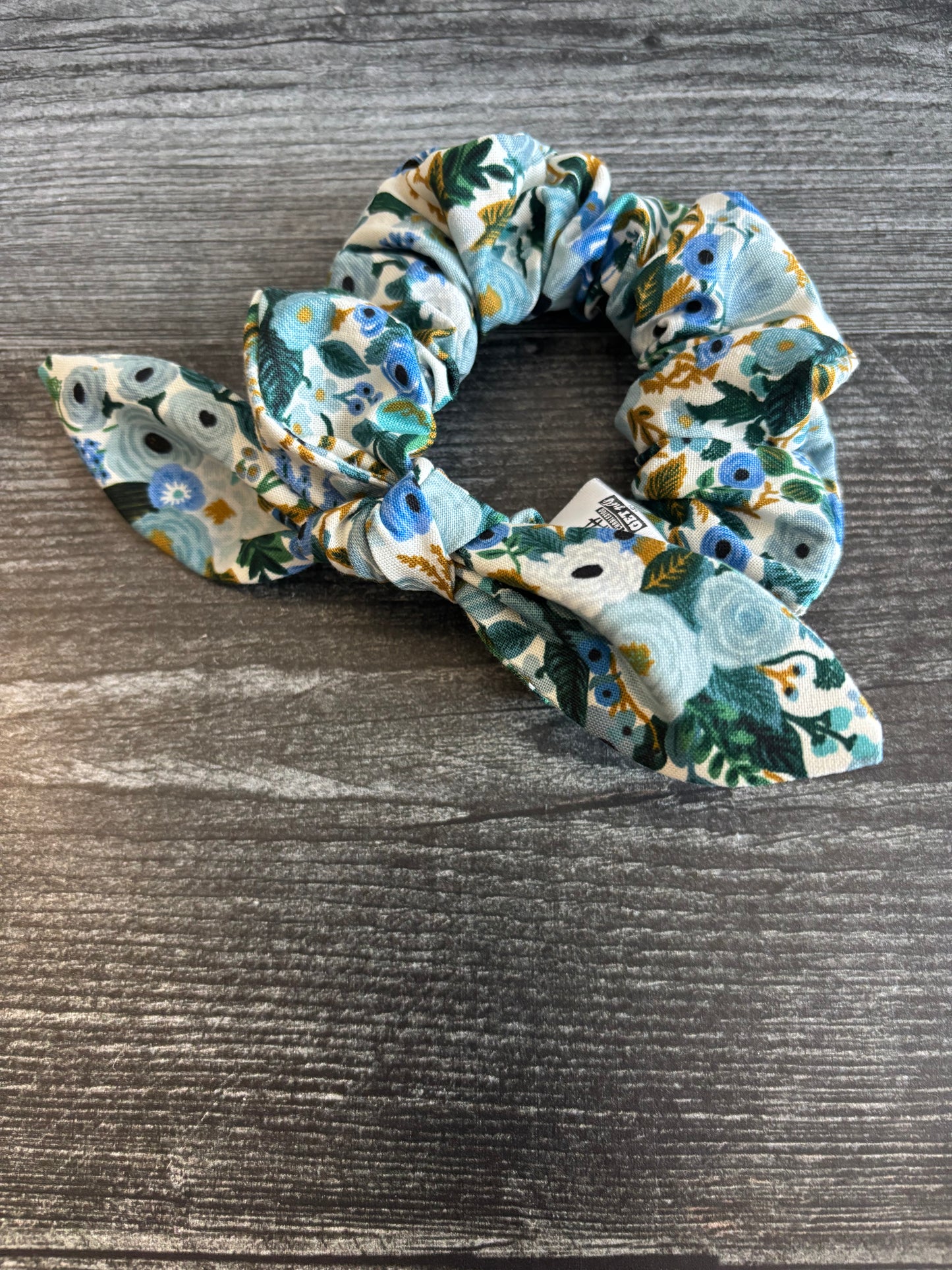 Petite Garden Party Blue - Cotton Scrunchie
