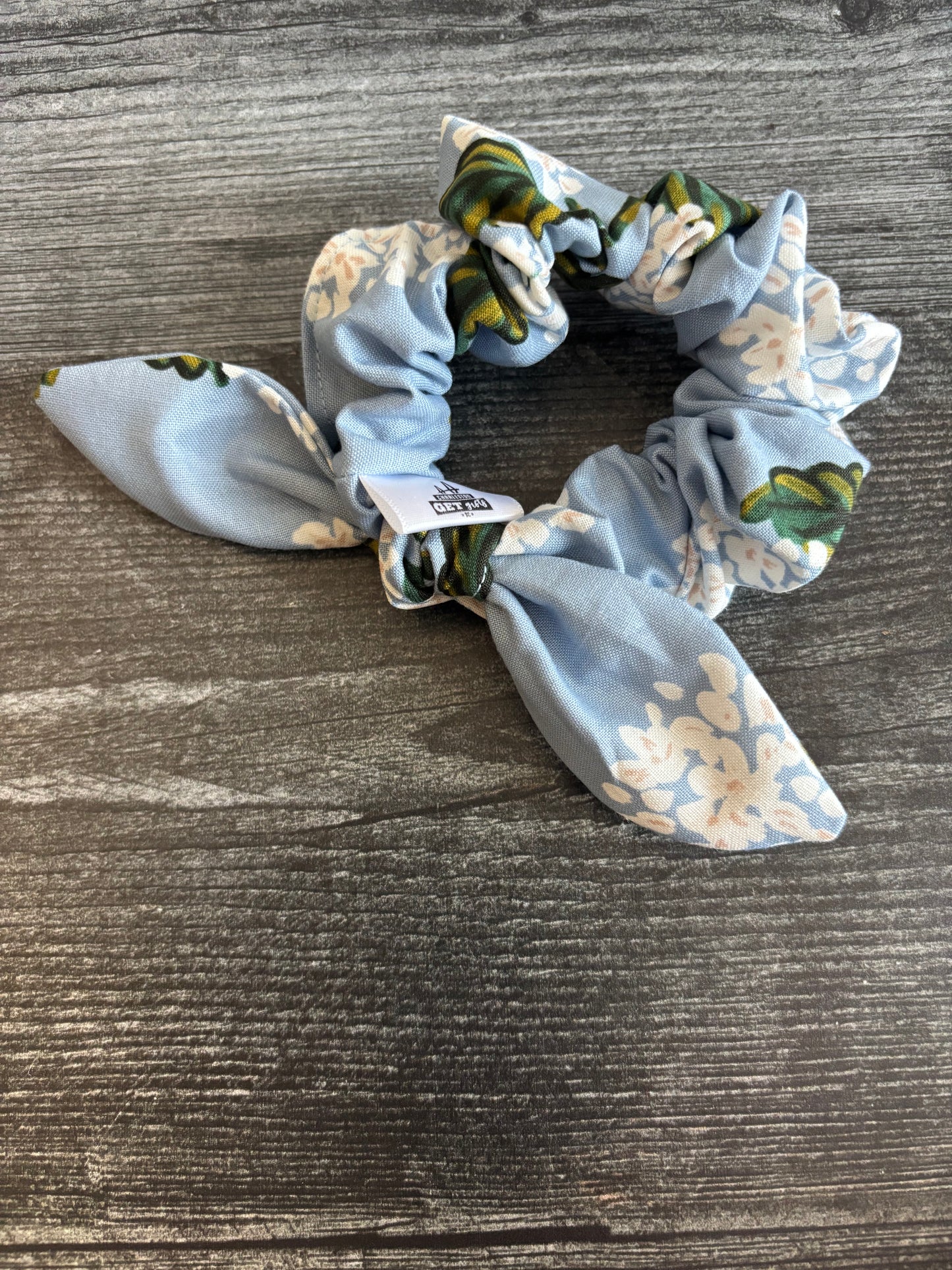 Hydrangea on Blue - Cotton Scrunchie