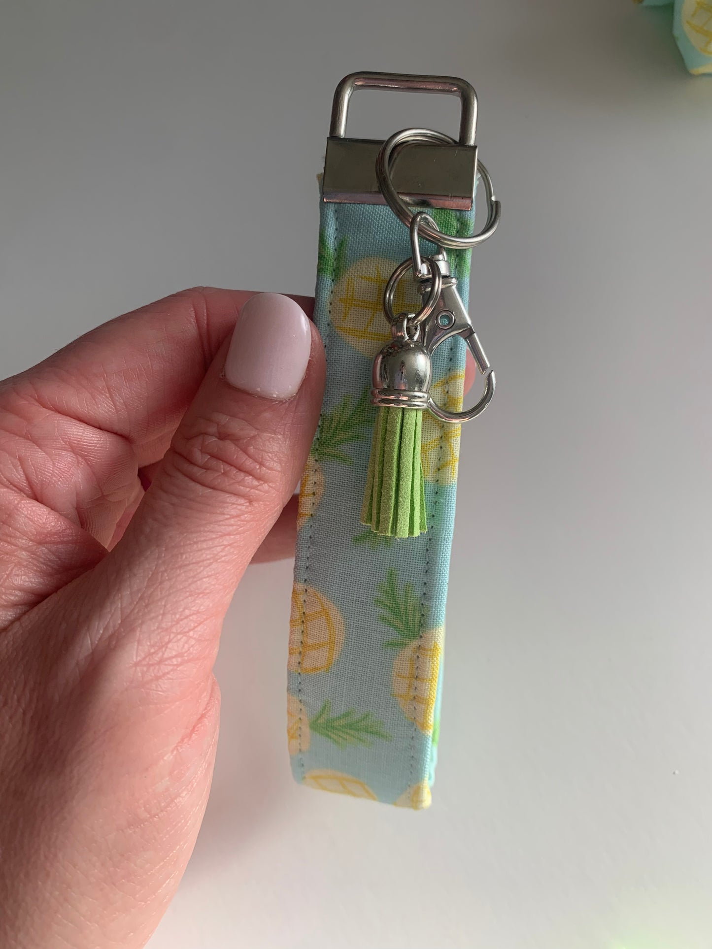 Pineapples on Baby Blue - Keychain