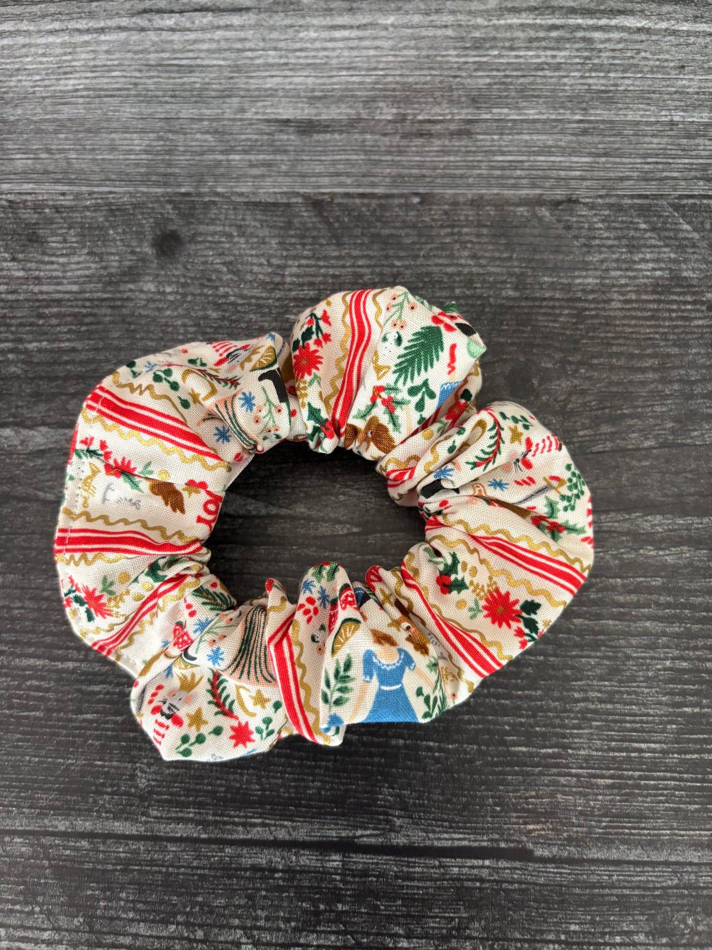 Holly Jolly Nutcracker Cream and Gold - Cotton Scrunchie