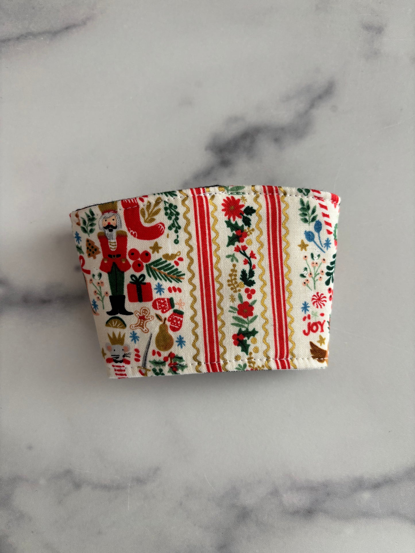 Holly Jolly Nutcracker Cream and Gold - Reusable Coffee Sleeve