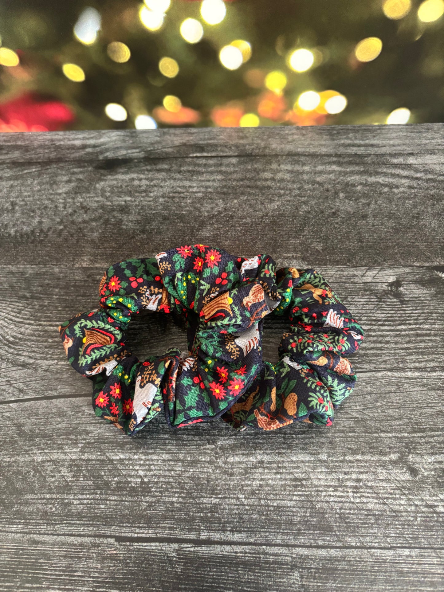Christmastide Navy - Cotton Scrunchie