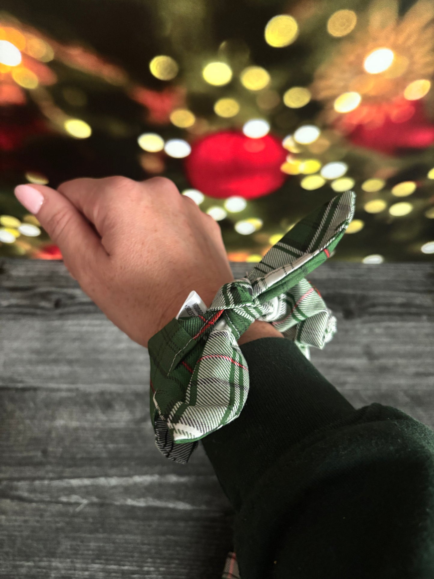 Green Plaid - Cotton Scrunchie