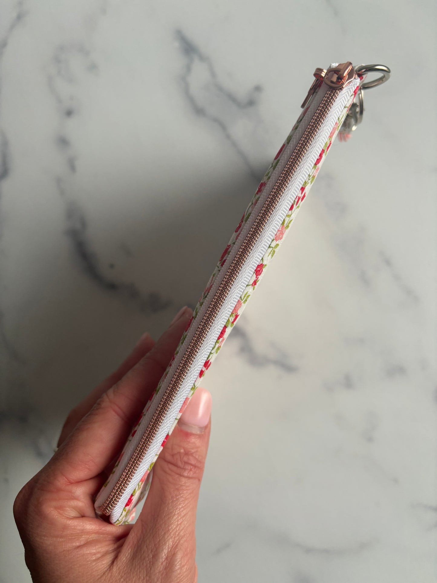 Sunday Stroll Freshly Cut Floral Stripe in Red - Zippered Pouch (Medium Sized)